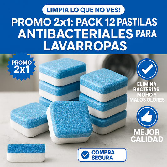 Oferta 2x1: Pastillas Antibacteriales para Lavarropa (Pack 12)